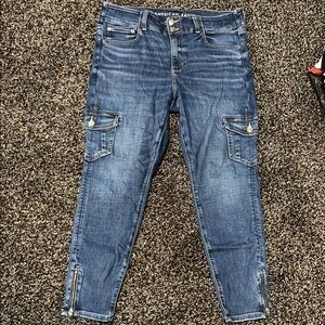 American Eagle Outfitters Women's Blue Straight Leg Jeans